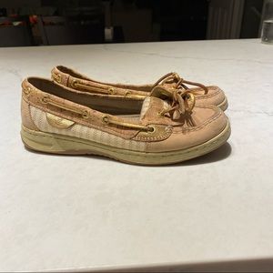 Gold and tan Sperry Top Slider